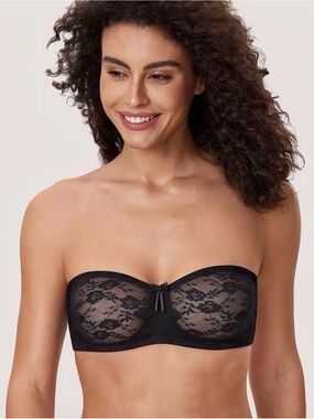 Dobreva Black Lace Strapless Bandeau Bra - Women Intimates